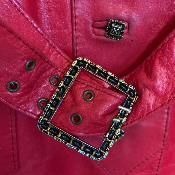 Vintage Cherry Red Leather Coat - Picture 7 of 8